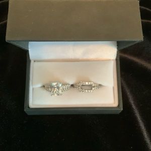 Julia 3pc radiant cut sterling silver ring set.  Size 7